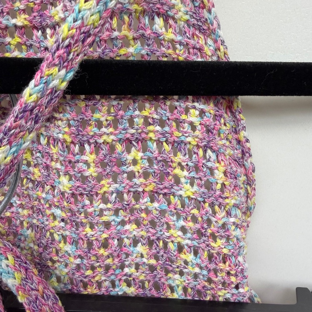 Crochet Halter Mini Dress Space Dye Pink Purple Festival Fairycore Swim Cover - Picture 5 of 7
